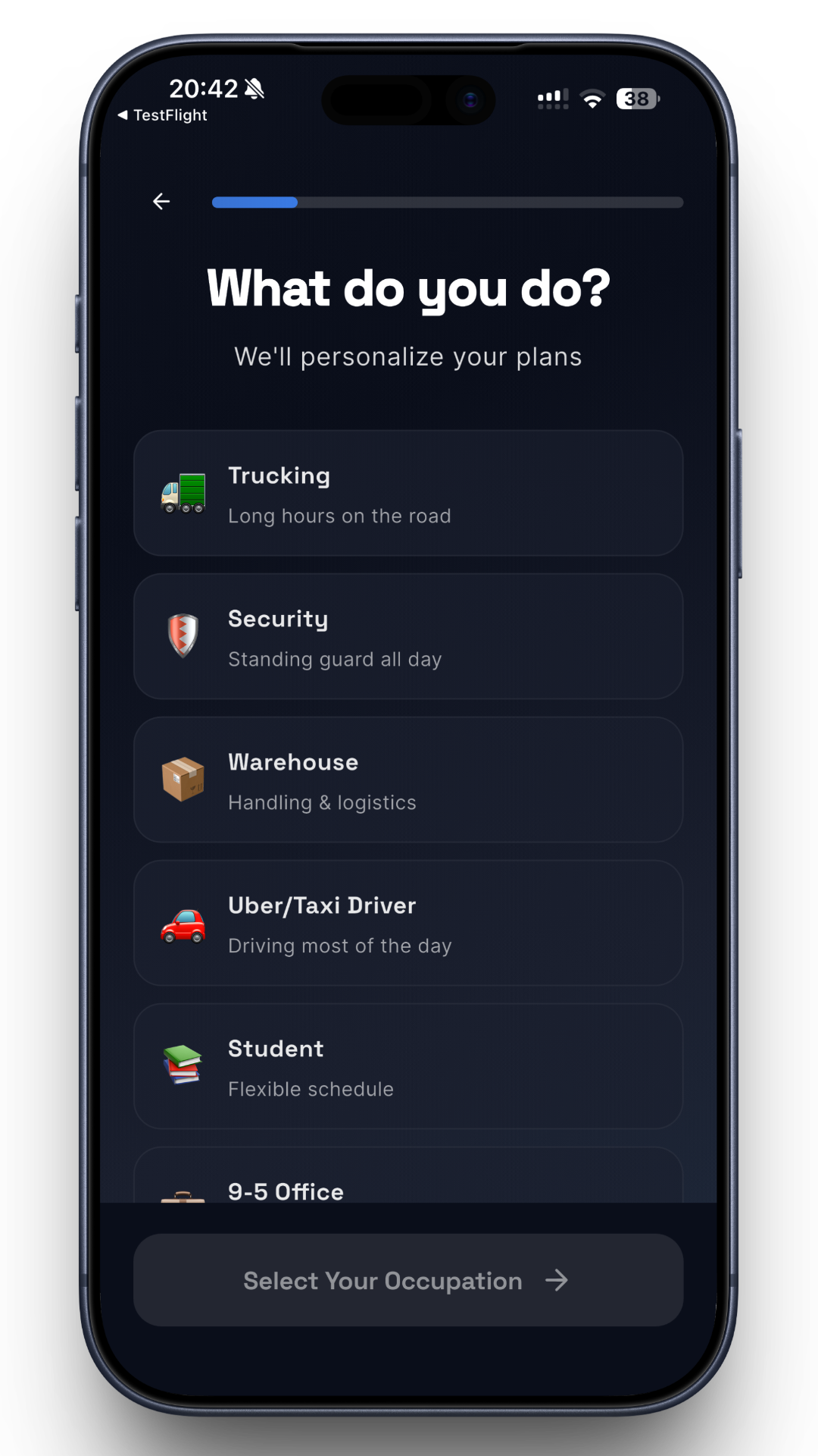 Occupation selection