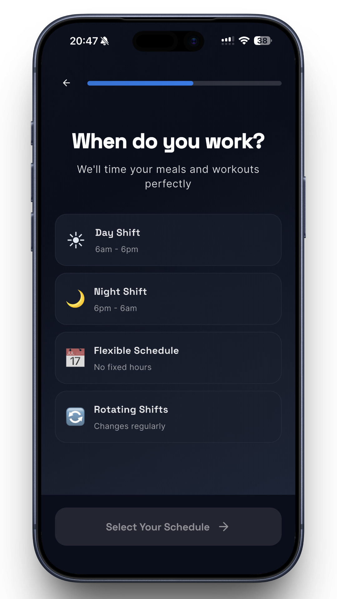 Work schedule selection